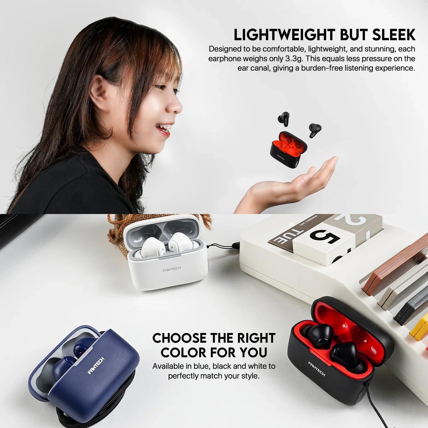 Fantech life wave 13 true wireless tws earphone bluetooth 5.3 earbuds