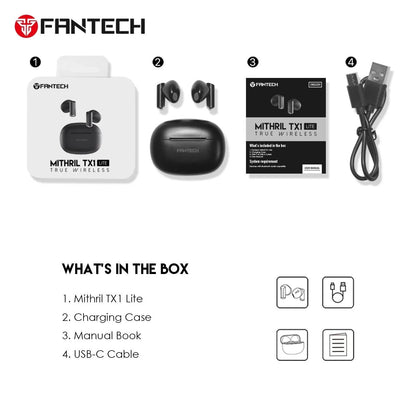Fantech mithril tx1 lite earbuds with ipx5 water resistance - audio | earphone