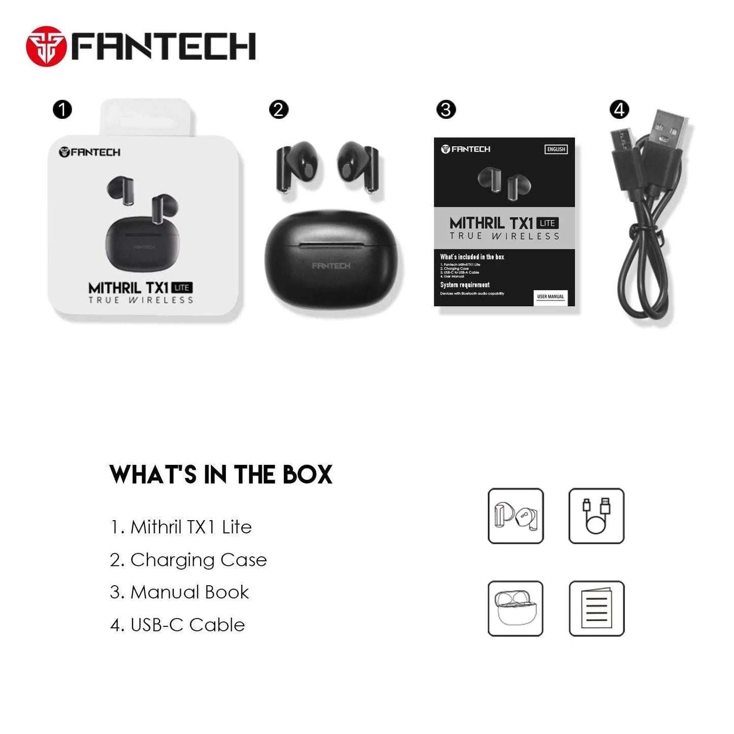 Fantech mithril tx1 lite tws earbuds with ipx5