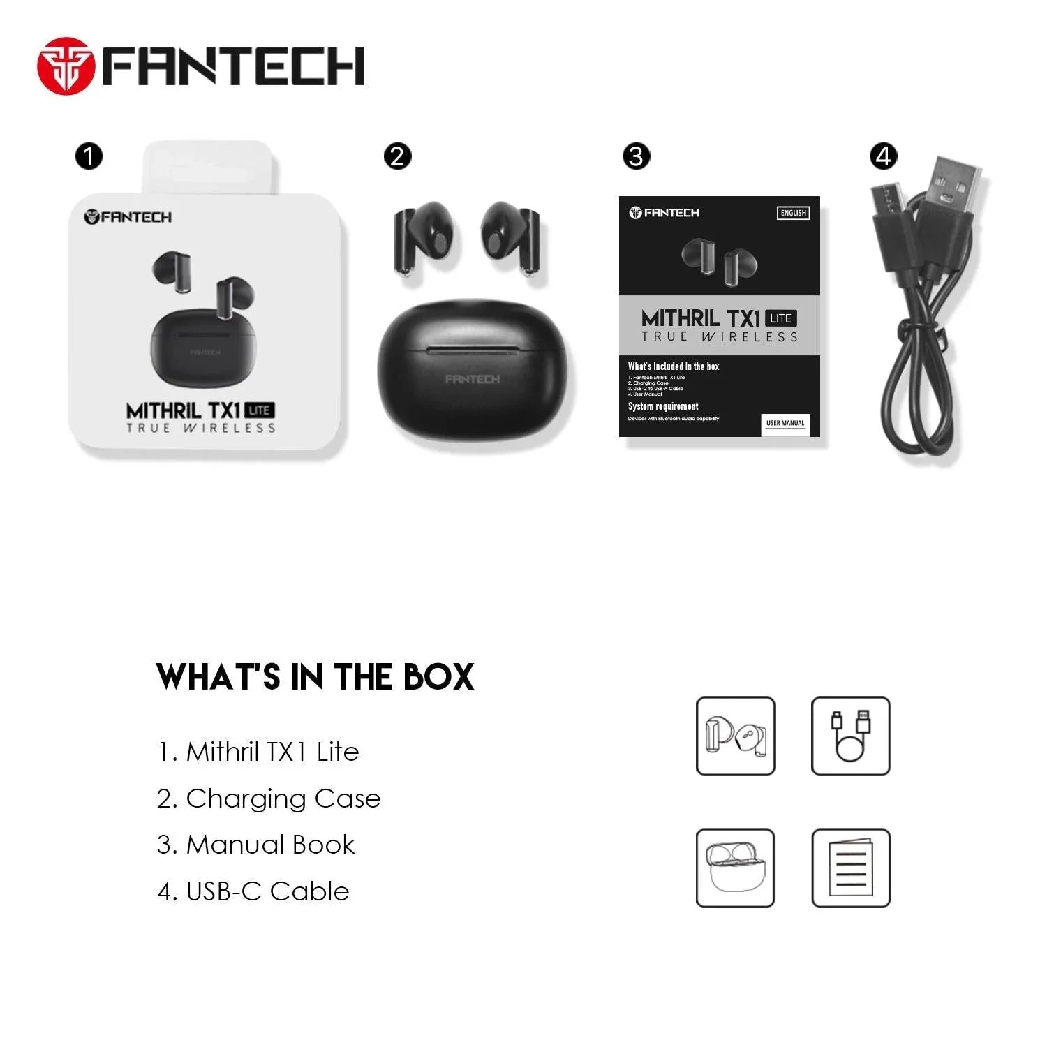 Fantech mithril tx1 lite tws earbuds with ipx5