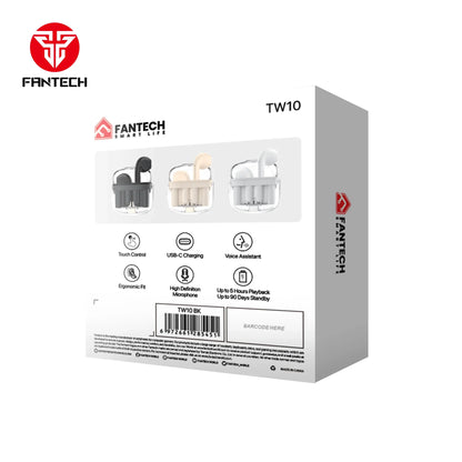 Fantech tws bluetooth earbuds wave 10 tw10 with built-in microphone - audio | earphone