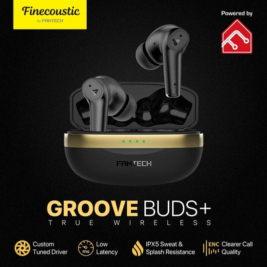 Fantech tws bluetooth wireless groove buds+ tx2 built-in microphone