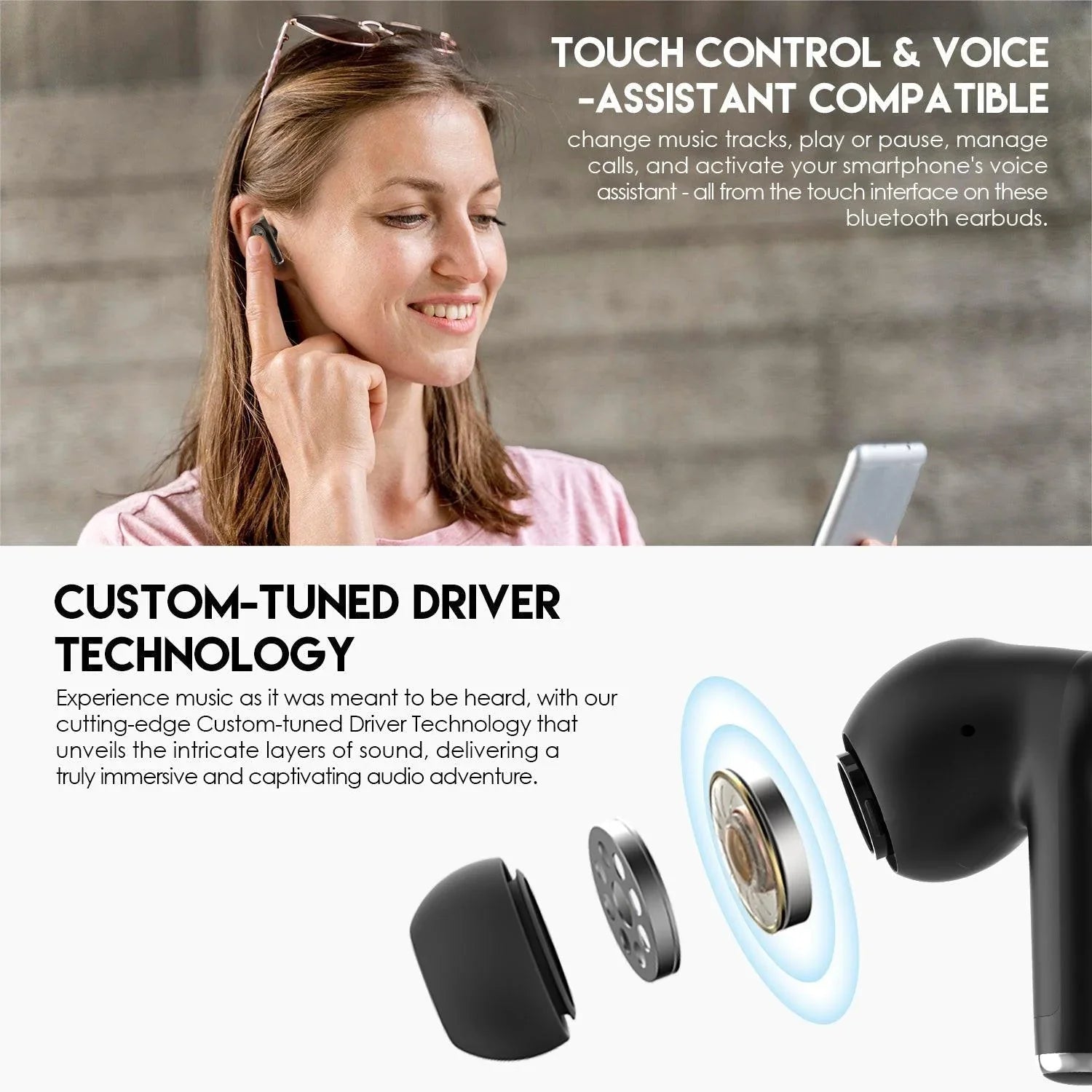 Fantech tws bluetooth wireless groove buds+ tx2 built-in microphone