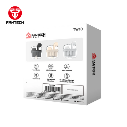 Fantech tws bluetooth wireless wave 10 tw10 built-in microphone
