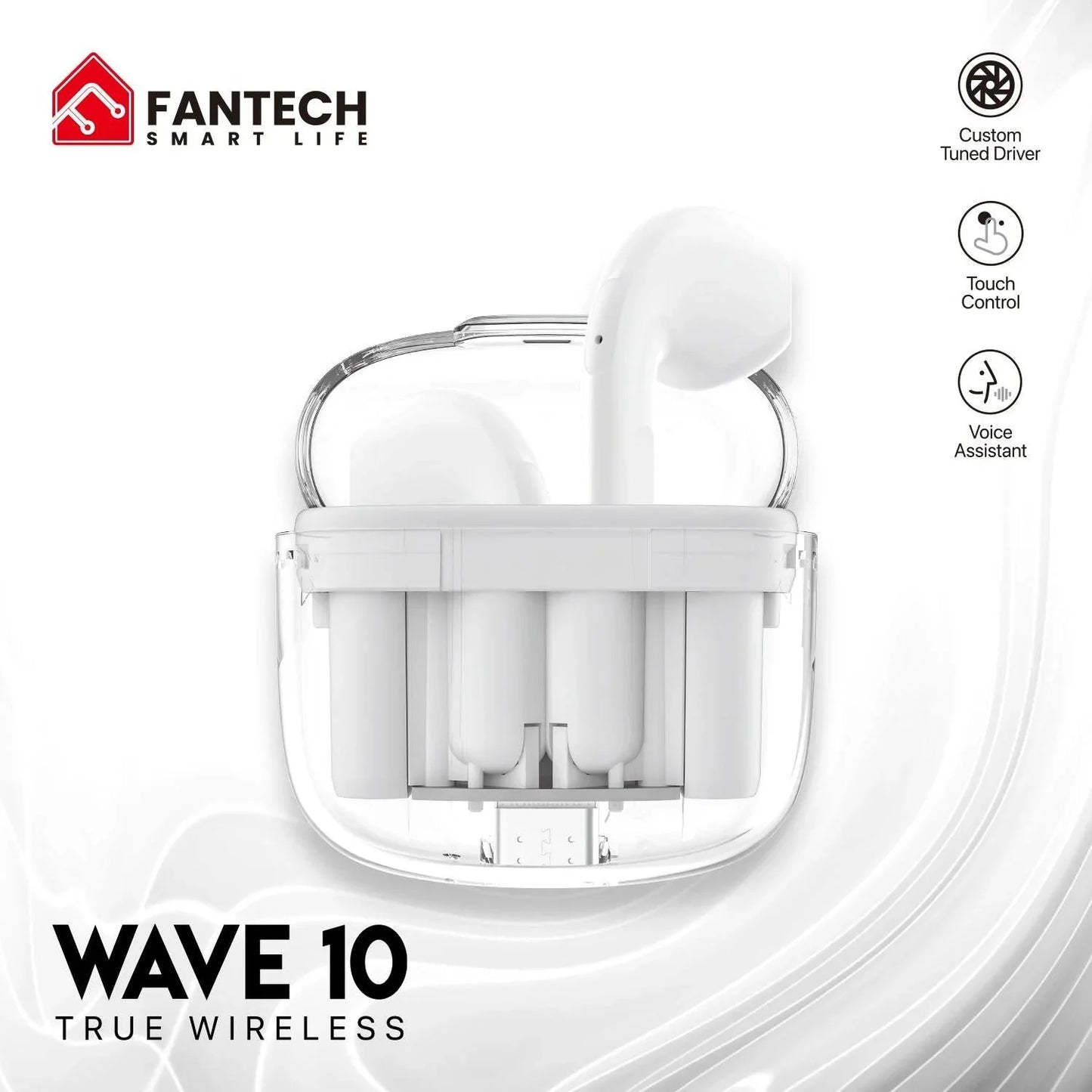 Fantech tws bluetooth wireless wave 10 tw10 built-in microphone