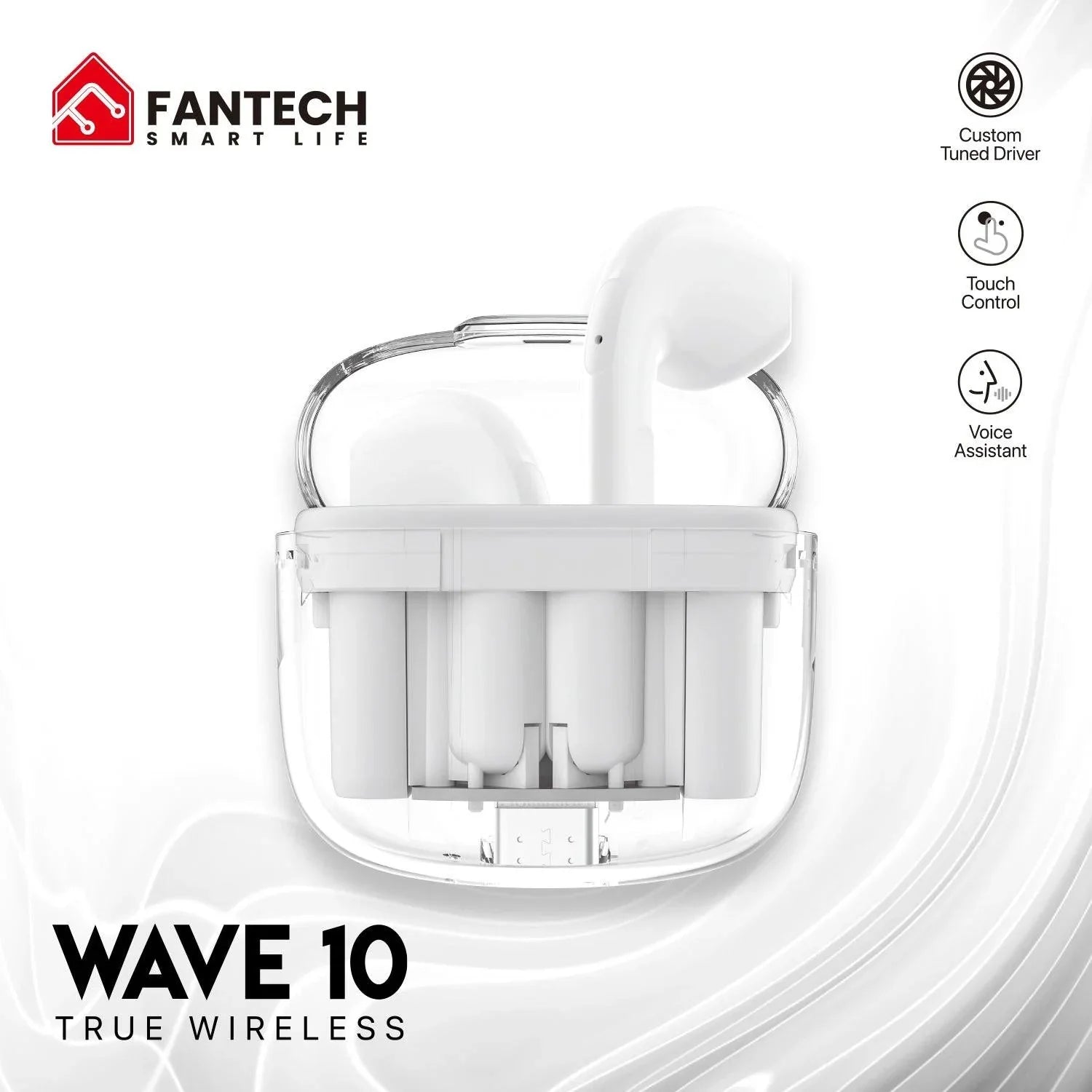 Fantech tws bluetooth wireless wave 10 tw10 built-in microphone