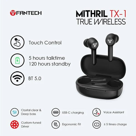 Fantech tx-1 mithril 5.0 wireless earphones - headsets