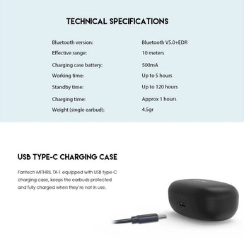 Tx-1 mithril 5.0 wireless earphone