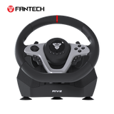 Fantech R1V2 Racing Steering Wheel | Dual-Motor Vibration | 270° / 900° Rotation | 15 Buttons + D-Pad | 6 Gears + Reverse | 3 Pedals (Clutch, Brake & Throttle) | PC Driving Wheel Set with Clutch and Shifter