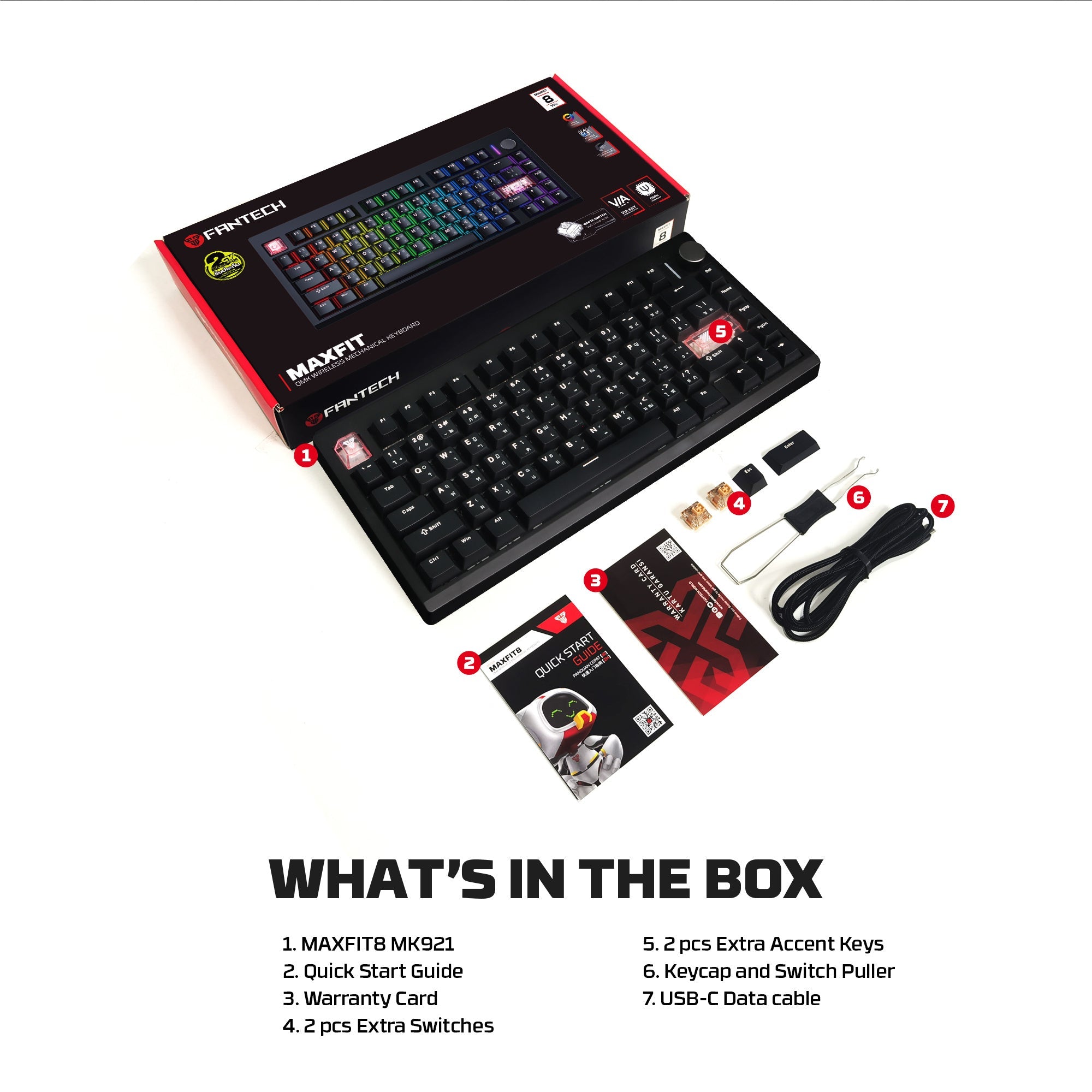 Fantech MK921 MAXFIT8 QMK Mechanical Keyboard - - Fun Touch Shop