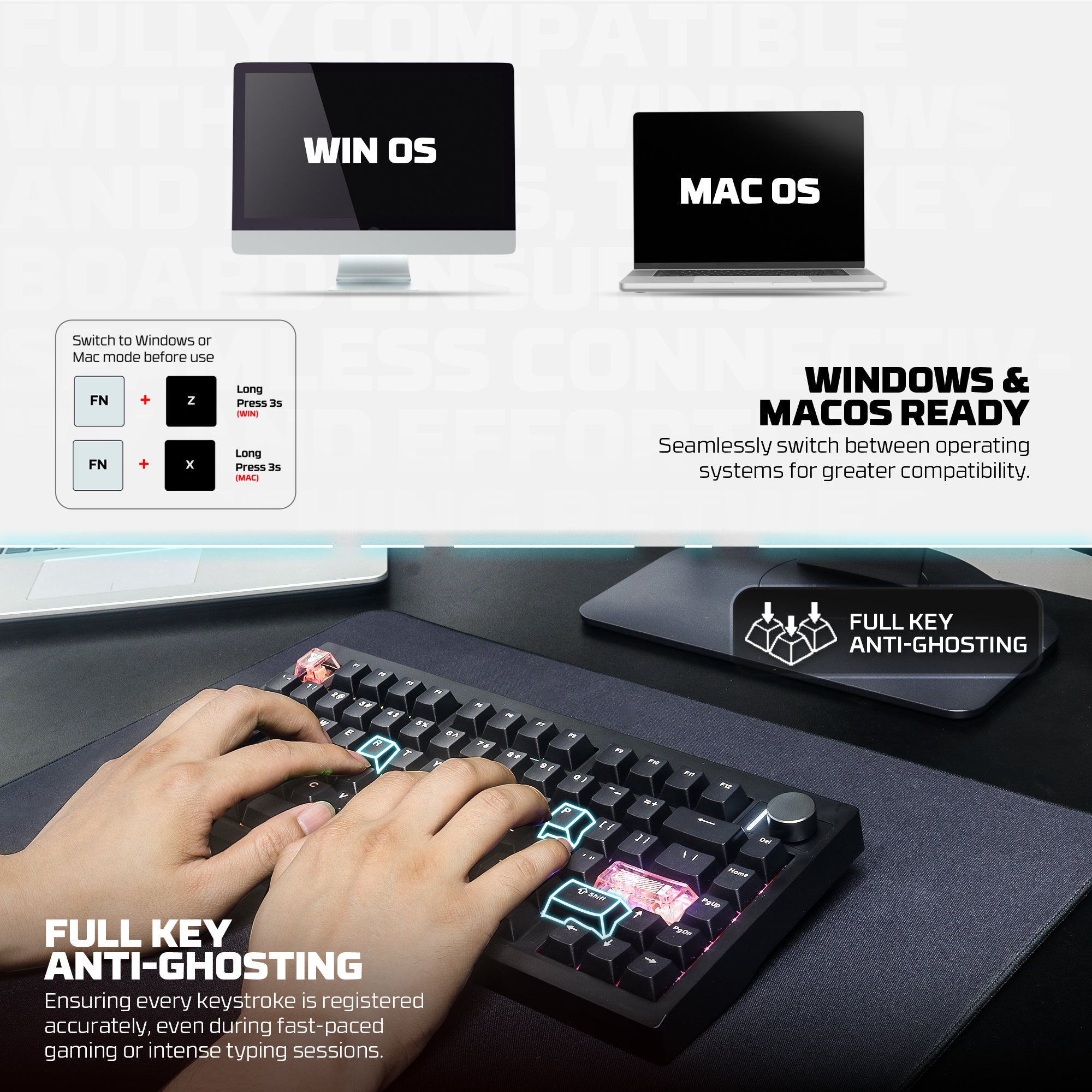 Fantech MK921 MAXFIT8 QMK Mechanical Keyboard - - Fun Touch Shop