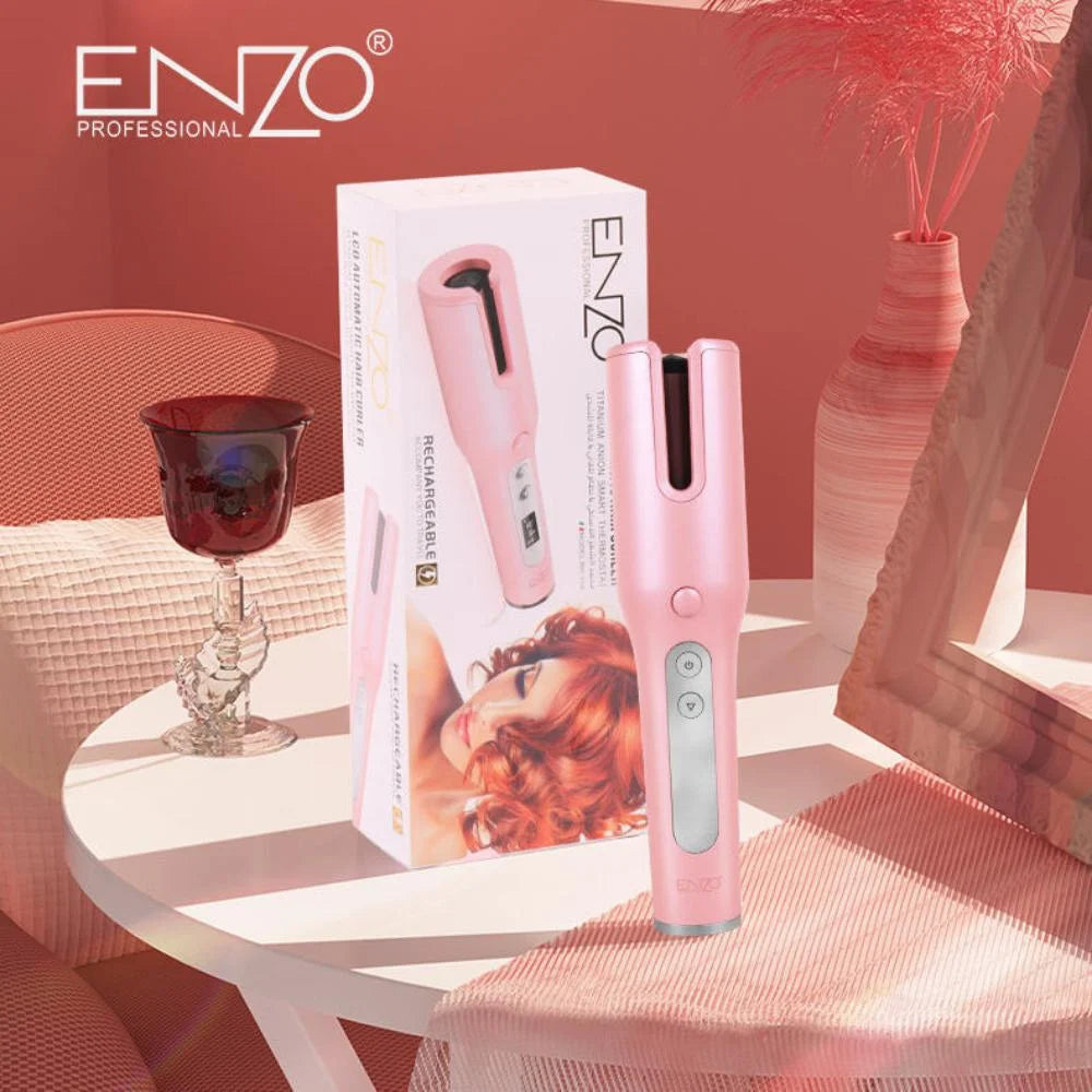 Enzo adjustable temperature charging hair curler automatic rotating crimping