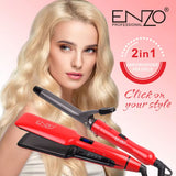 Enzo en-3888w flat iron 2 in 1 hair straightener and curler - Fun Touch