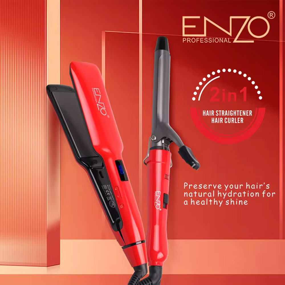 Enzo en-3888w flat iron 2 in 1 hair straightener and curler - Fun Touch