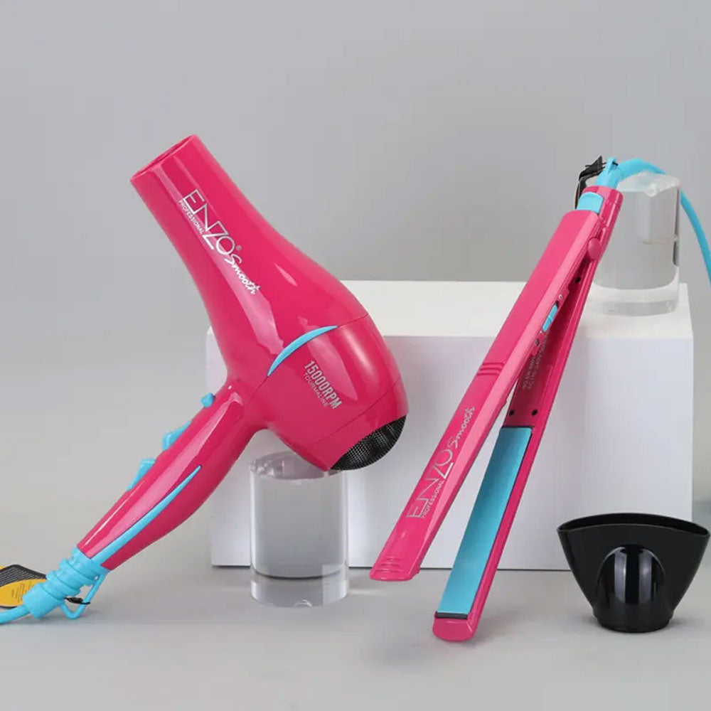 Enzo en-8801 vibrant pink-colored hair styling set