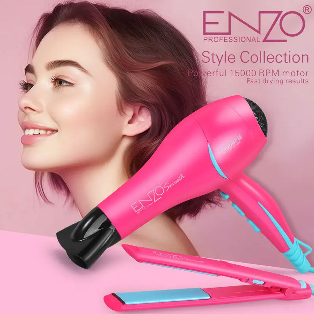 Enzo en-8801 vibrant pink-colored hair styling set JOD 30