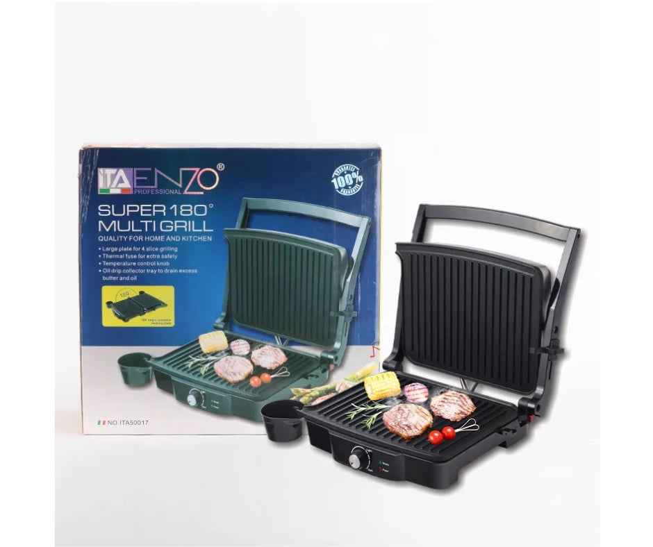 Enzo italy 180 degree opening 2000w contact steak & waffle grill