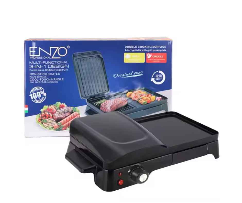 Enzo italy 2 in 1 electric grill table non-stick coating for smokeless cook
