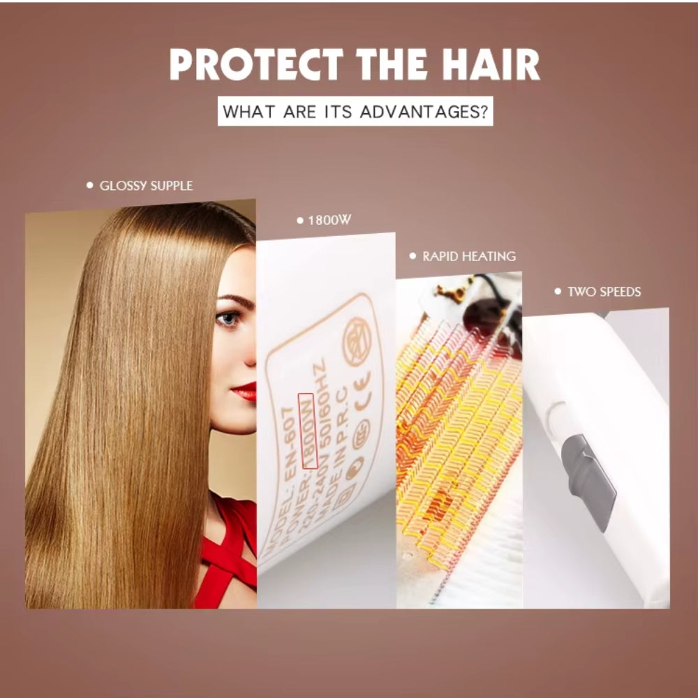 Enzo italy en-607 1800w travel nozzle bathroom lightweight mini blow hair dryer