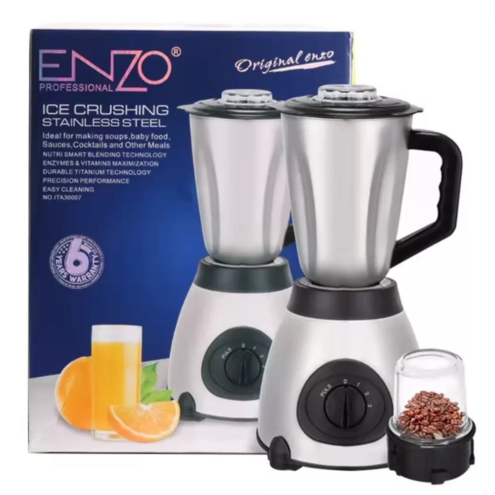 Enzo italy ita-30007 full stainless steel blender with grain and spice grinder