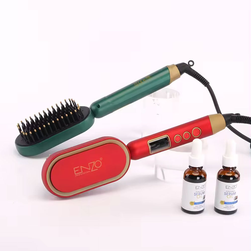 Enzo salon straightening brush + coconut serum oil en-4103 JOD 28 Hair Styling