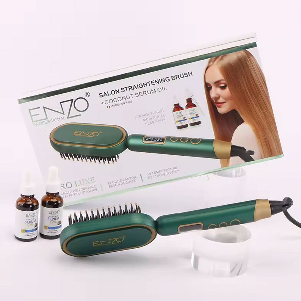 Enzo salon straightening brush + coconut serum oil en-4103 JOD 28 Hair Styling