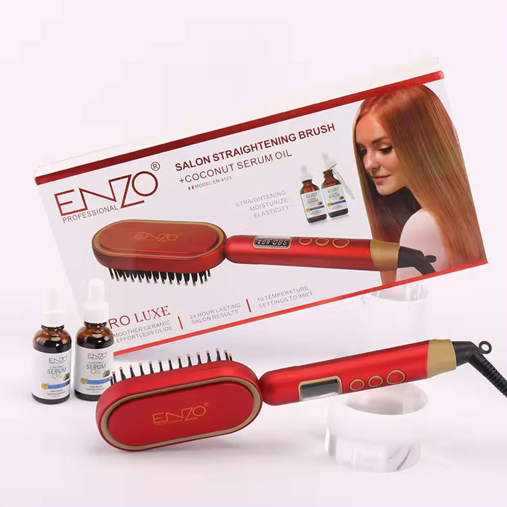 Enzo salon straightening brush + coconut serum oil en-4103 JOD 28 Hair Styling