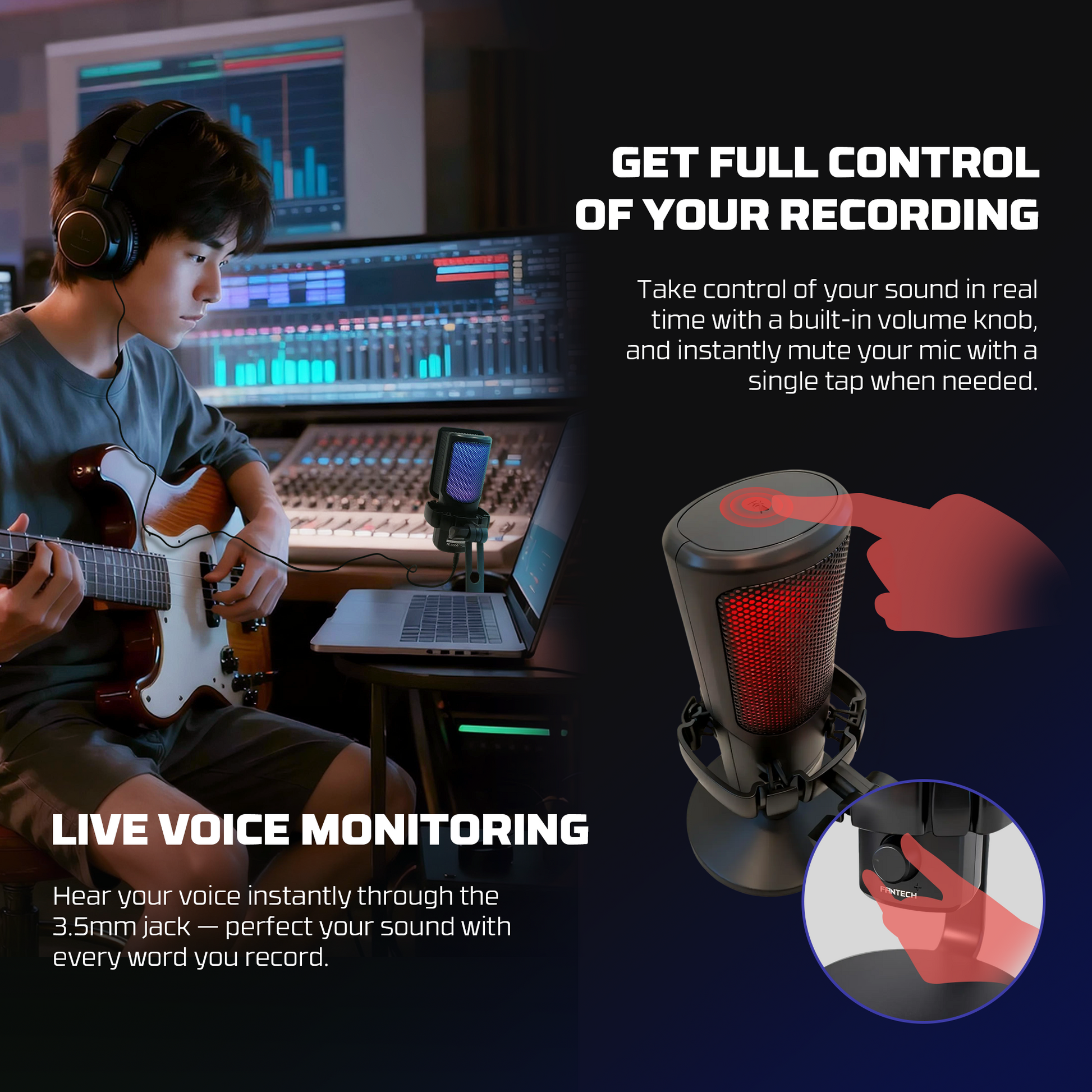 Fantech LEVIOSA MCX01 Professional Condenser Wireless Microphone | White - Fun Touch Jordan