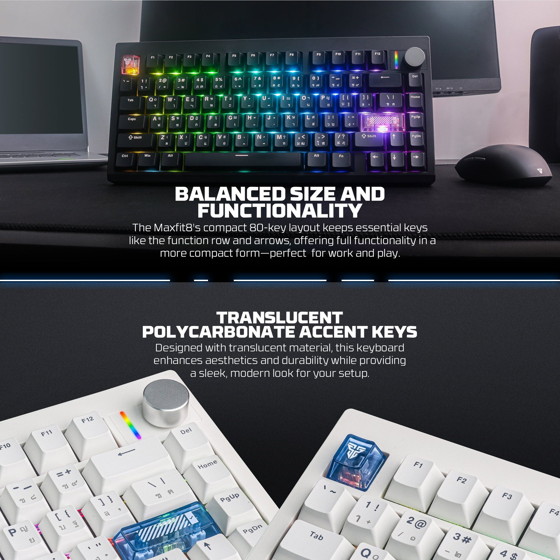 Fantech MK921 MAXFIT8 QMK Mechanical Keyboard  MK921 - - Fun Touch Shop