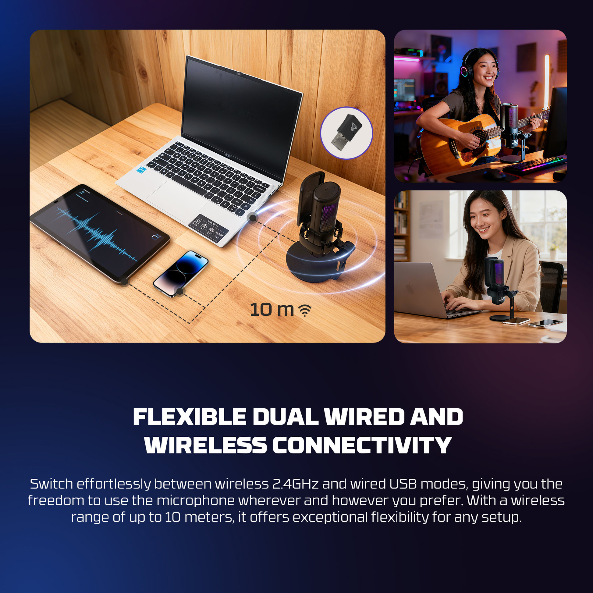 Fantech LEVIOSA MCX01 Professional Condenser Wireless Microphone | White - Fun Touch Jordan