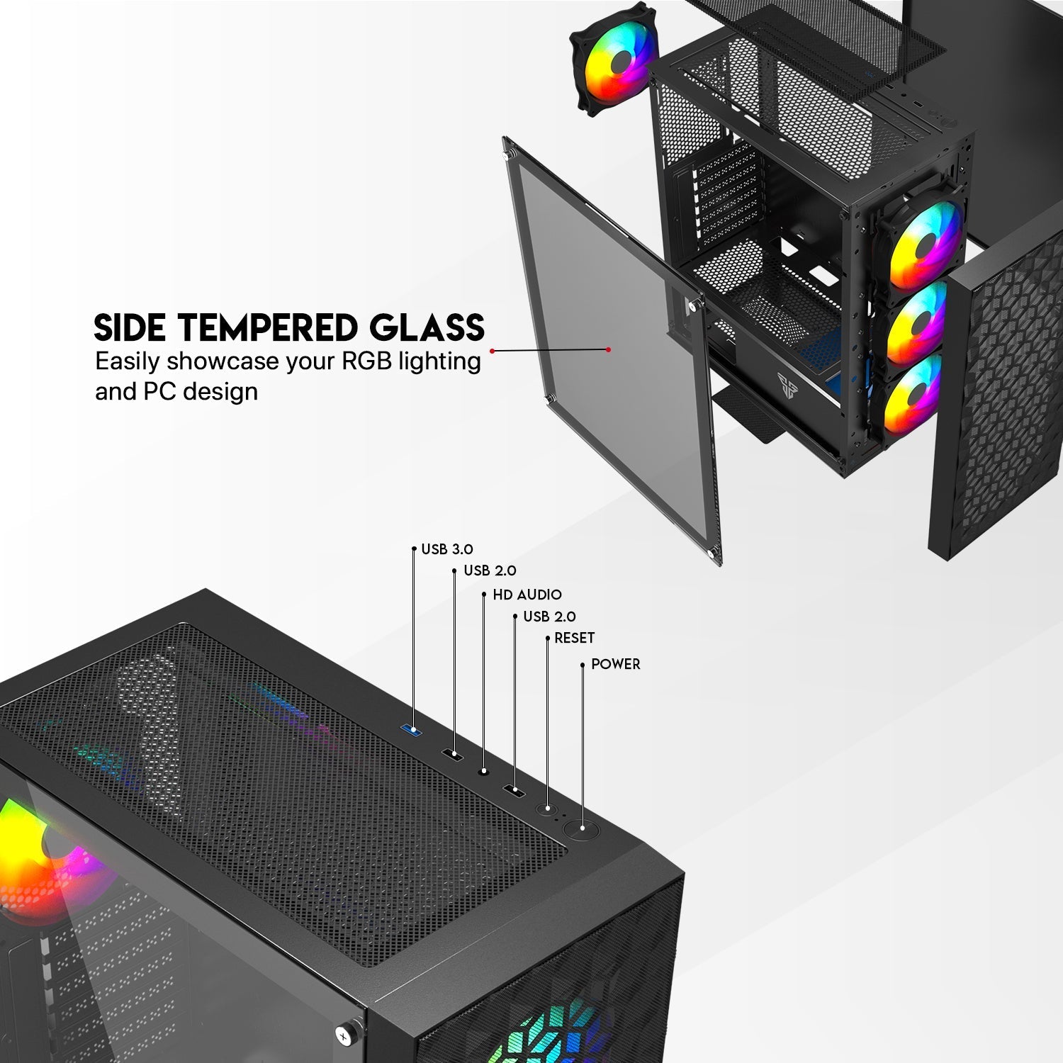 Fantech Aero 2 CG83 Middle Tower Case Tower Case & Monitor