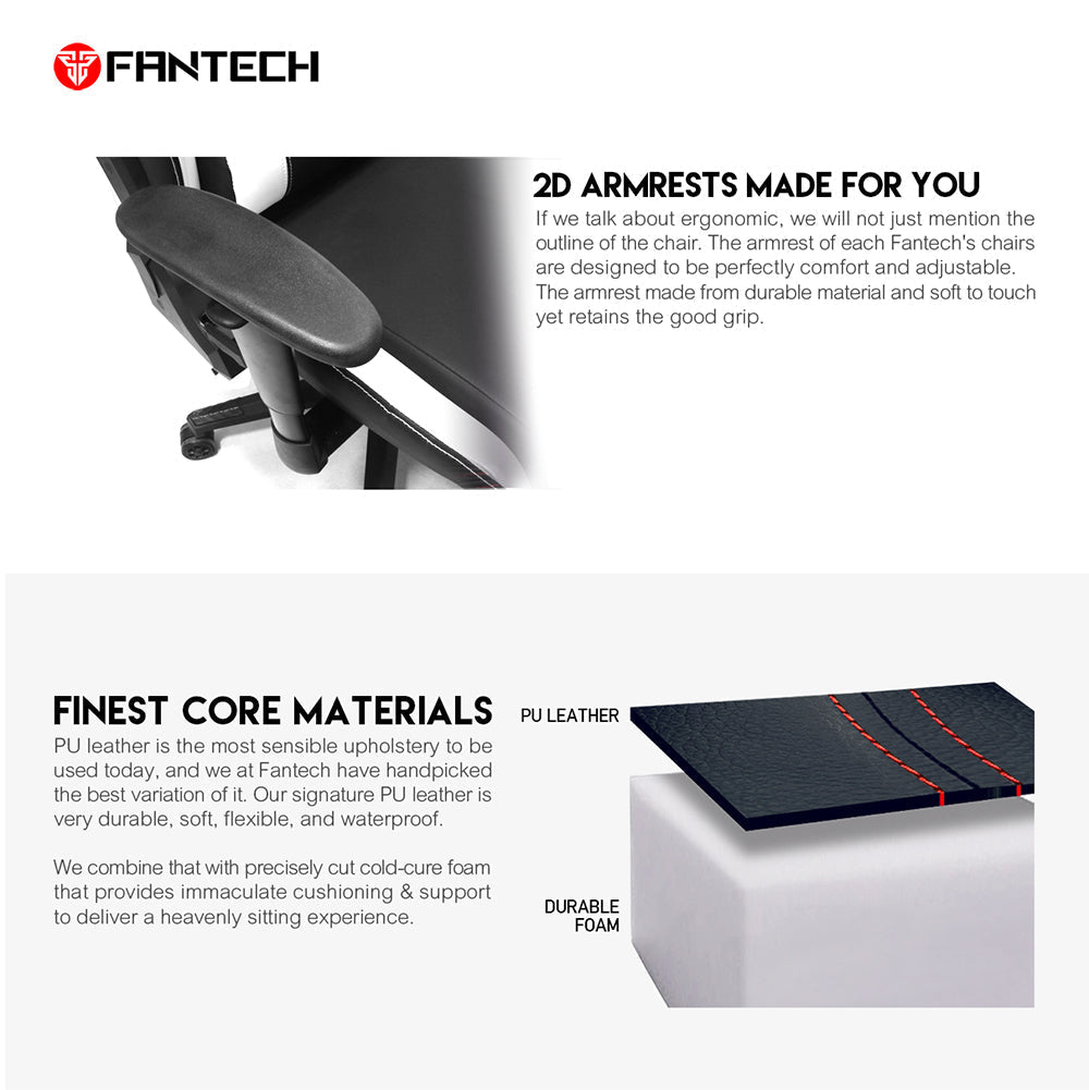 FANTECH ALPHA GC 182 GAMING CHAIR | White Desk & Chair