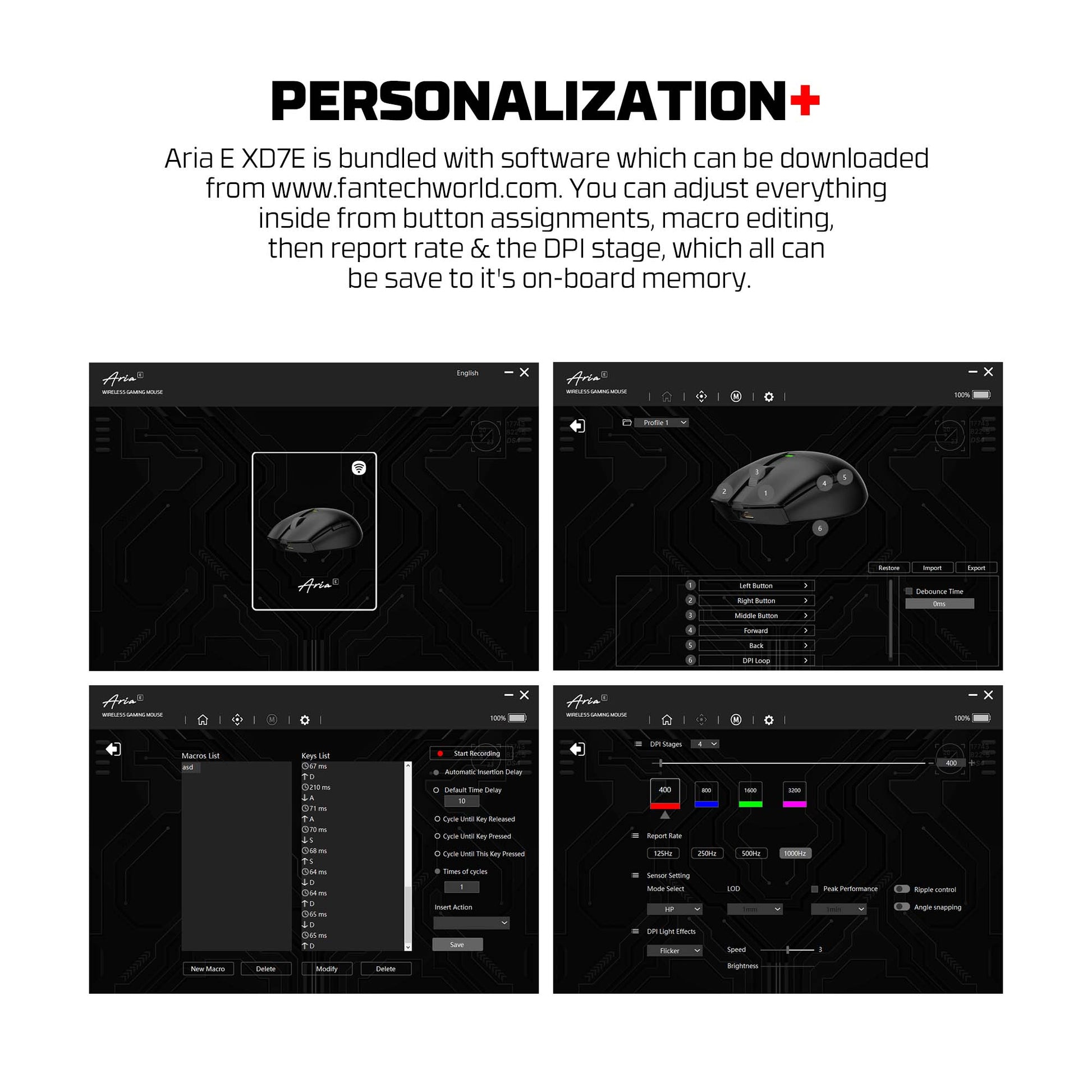 FANTECH ARIA XD7V2 Wireless Gaming Mouse 53g Ultra Lightweight HUANO Switches