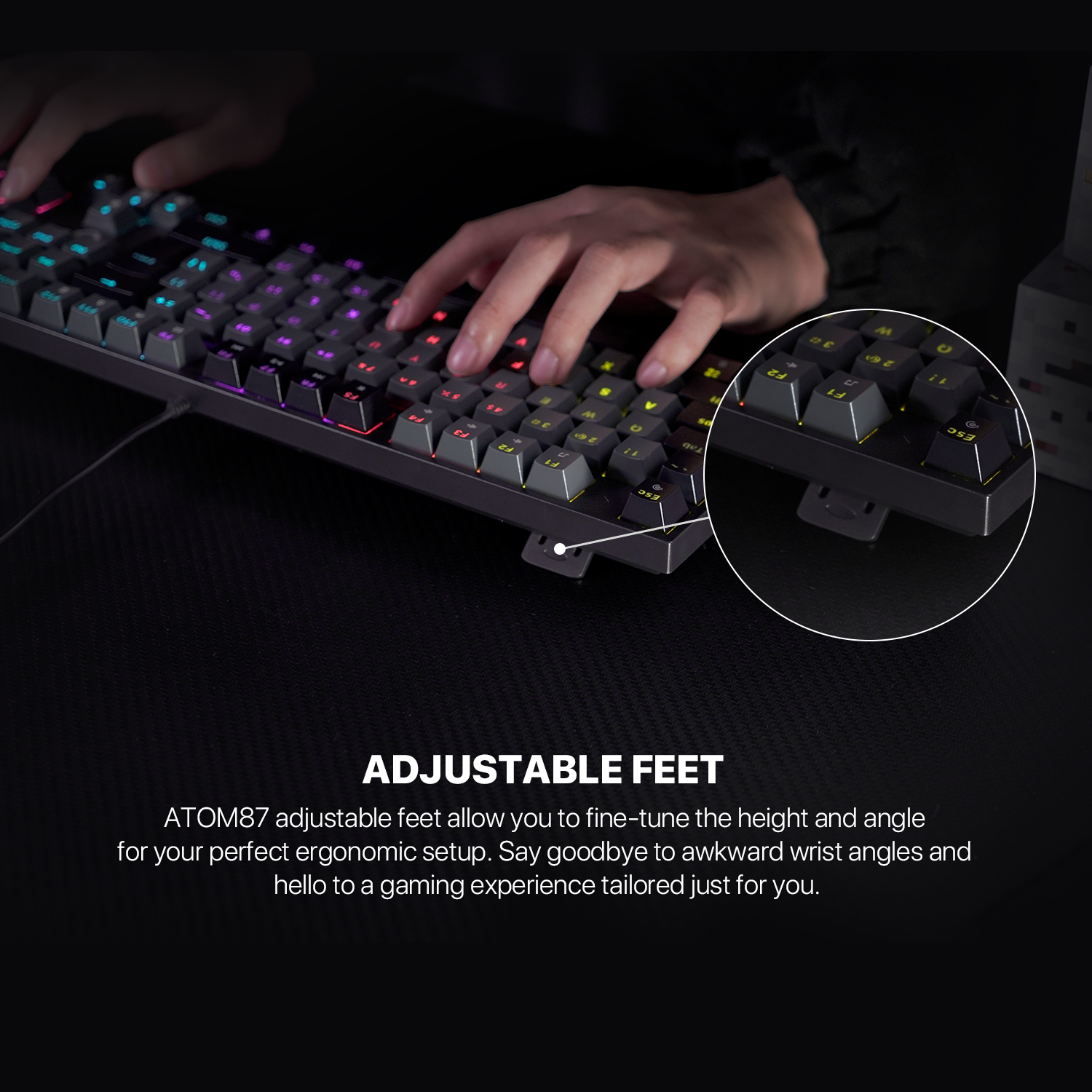 Fantech atom tkl mk876v2 double injection keycaps mechanical keyboard - Fun Touch