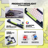 FANTECH ATOM104S MK878S MECHANICAL GAMING KEYBOARD MORI EDITION WHITE Keyboard