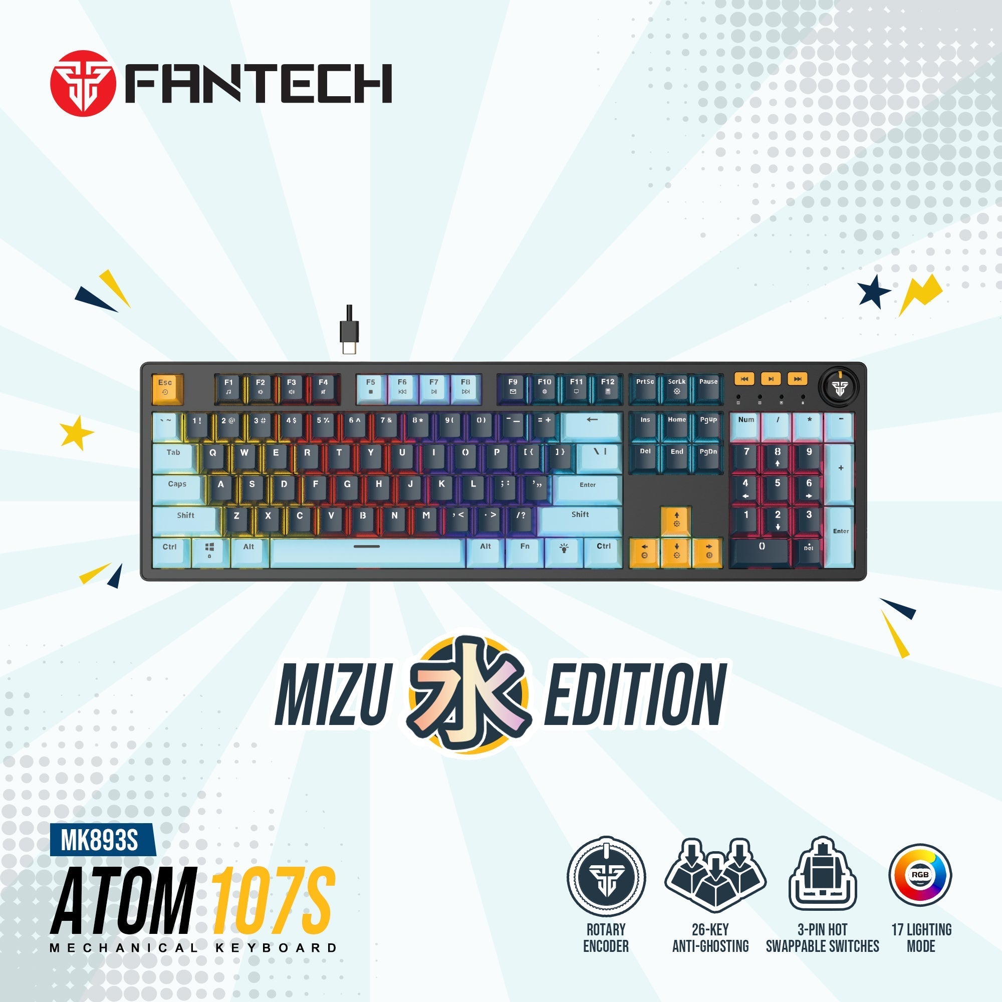 Fantech atom107s mk893s mechanical gaming keyboard