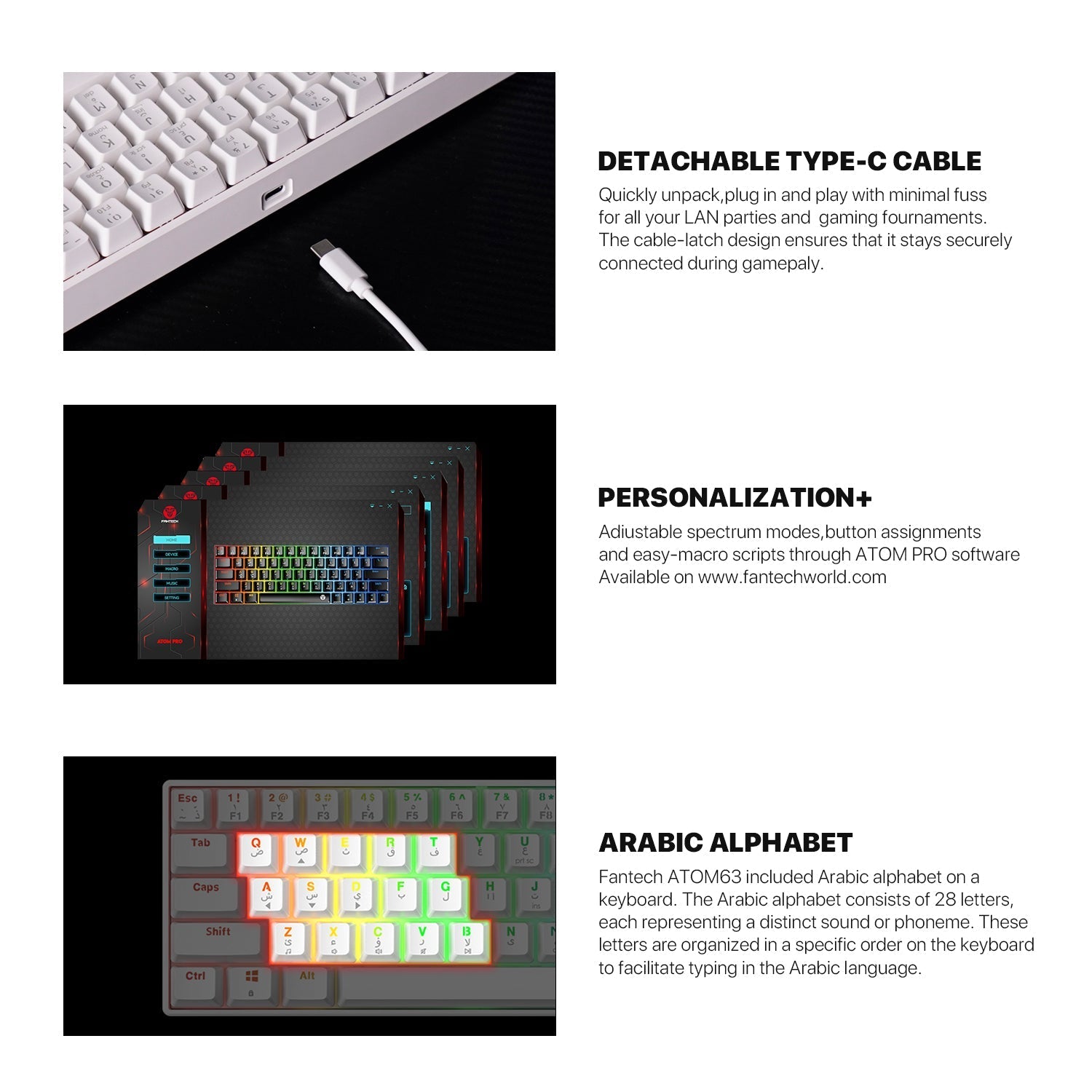 Fantech Atom63 MK859 Mechanical Gaming Keyboard Arabic/English Keyboard