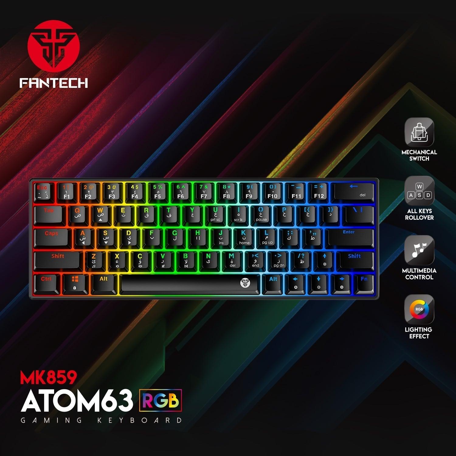 Fantech atom63 mk859 mechanical gaming keyboard arabic/english - Fun Touch