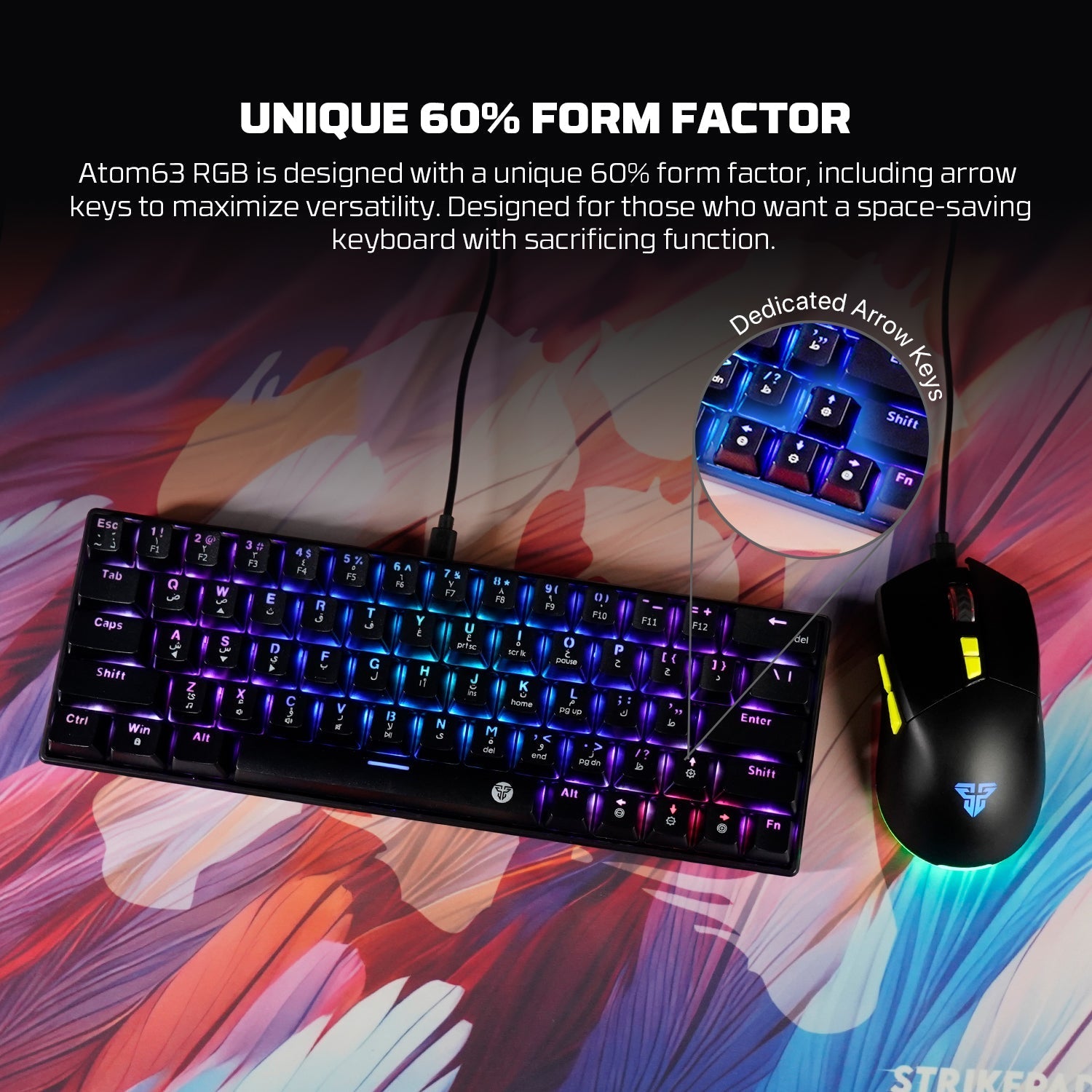 Fantech atom63 mk859c mechanical gaming keyboard & mouse arabic/english - Fun Touch