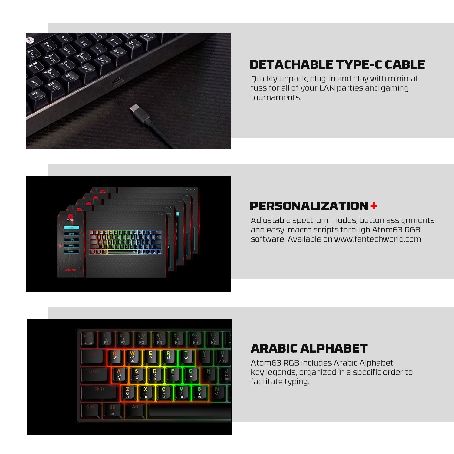 Fantech Atom63 MK859c Mechanical Gaming Keyboard & Mouse Arabic/English Bundle