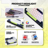 FANTECH ATOM87S MK877S MECHANICAL GAMING KEYBOARD MORI EDITION WHITE Keyboard