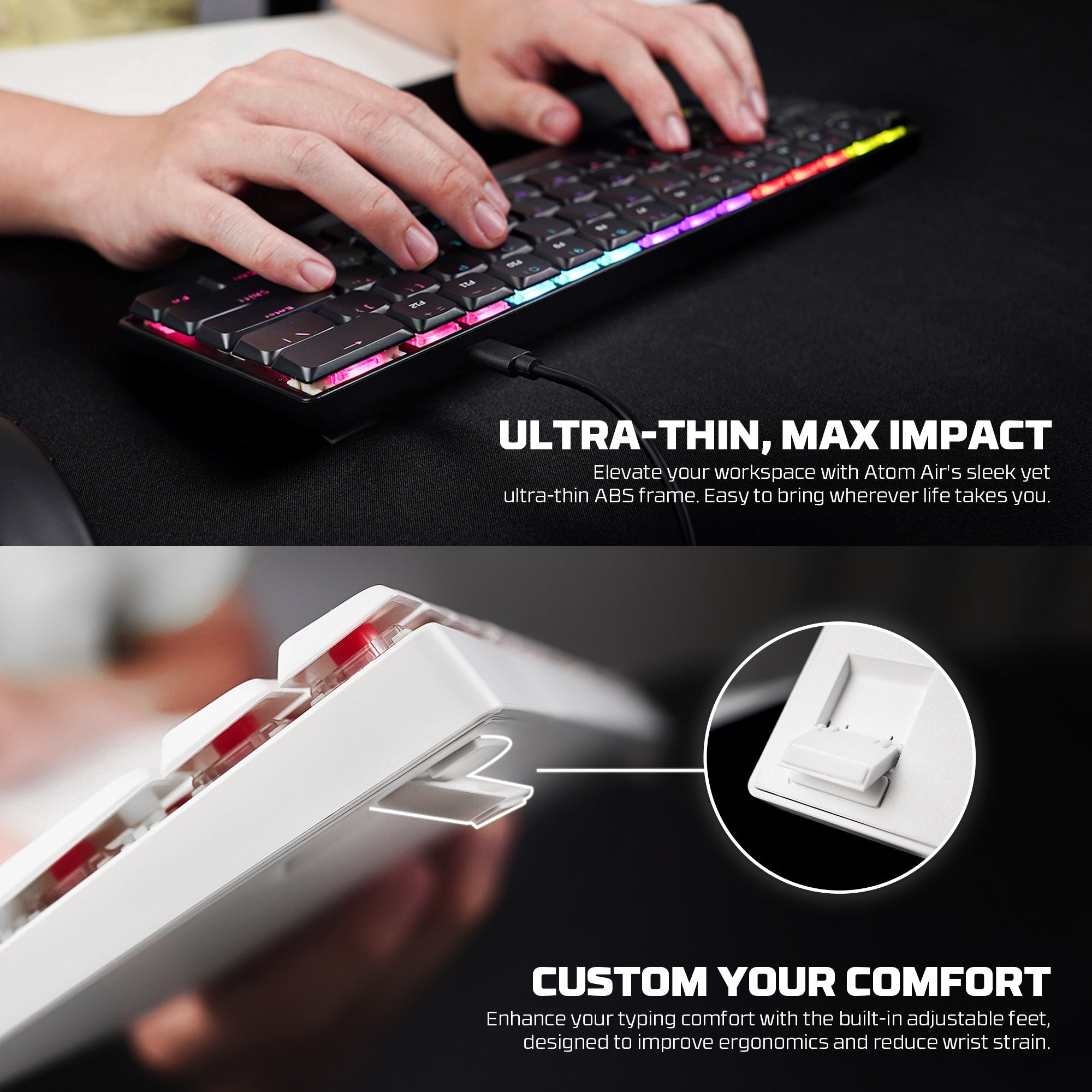 FANTECH ATOMAIR61 MK311 MECHANICAL KEYBOARD LOW PROFILE WHITE Keyboard