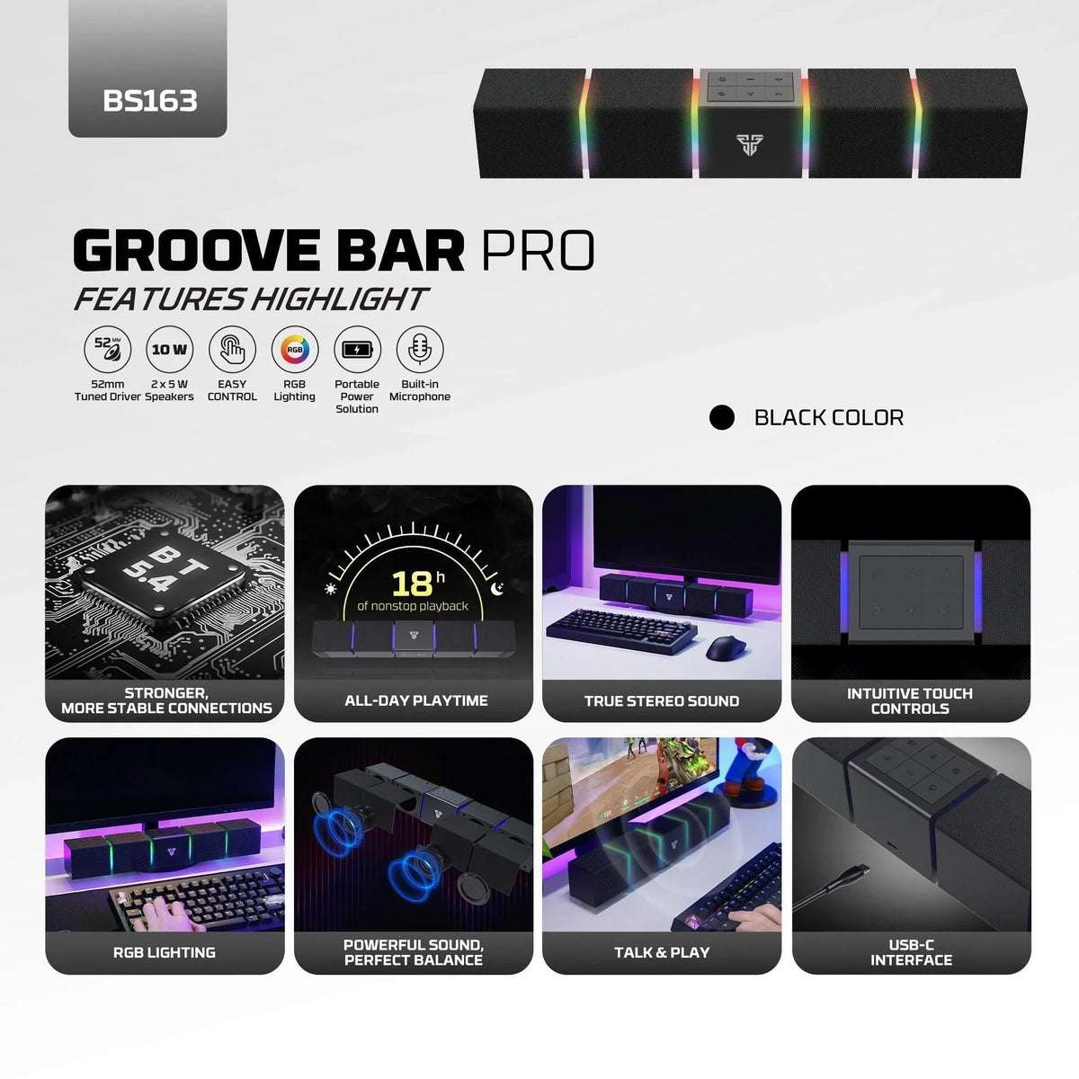 Fantech bluetooth speaker groove bar pro bs163 - audio | speakers