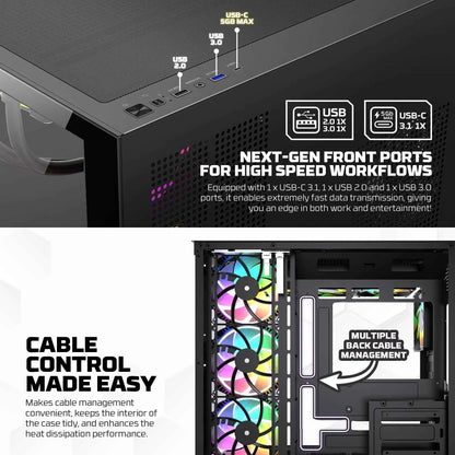 Fantech cg85 lumina mid tower gaming case - white - case