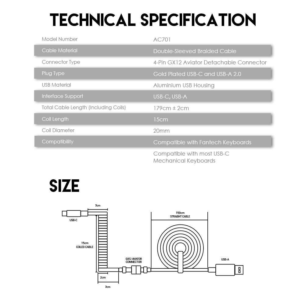 Fantech coiled cable ac701 - Fun Touch