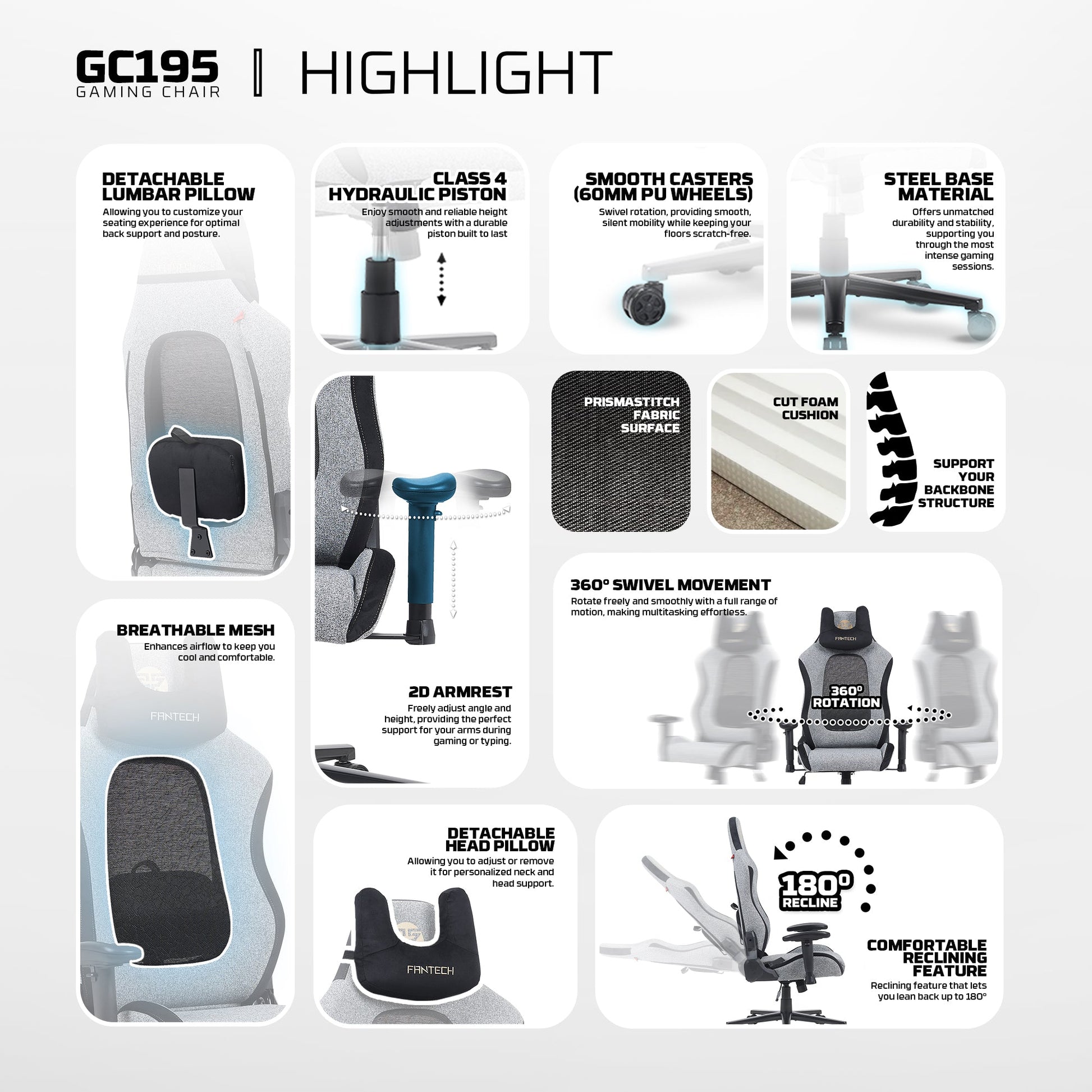 FANTECH GC195 GAMING CHAIR Desk & Chair