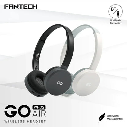 Fantech go air wireless headphone wh02 - black - headsets