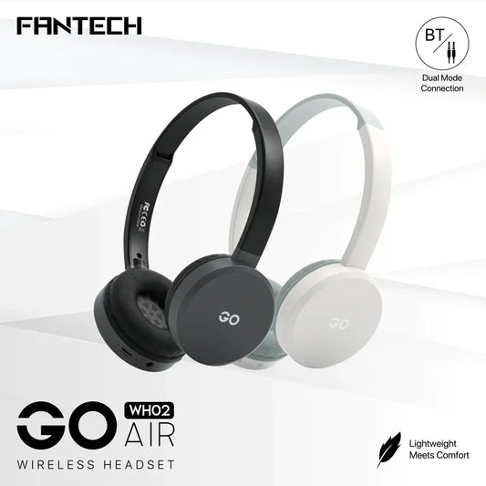 Fantech go air wireless headphone wh02 - black - headsets