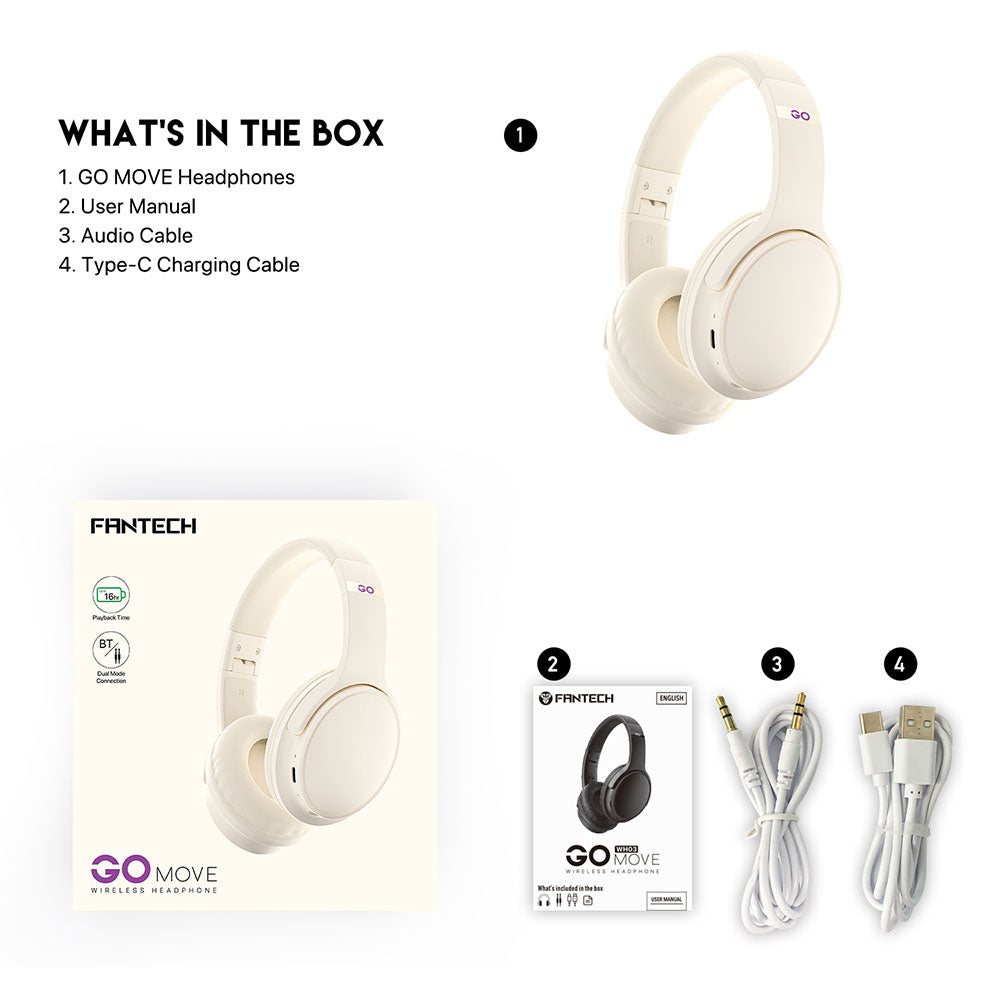 Fantech GO MOVE WIRELESS HEADPHONE WH03 BT2 Audio