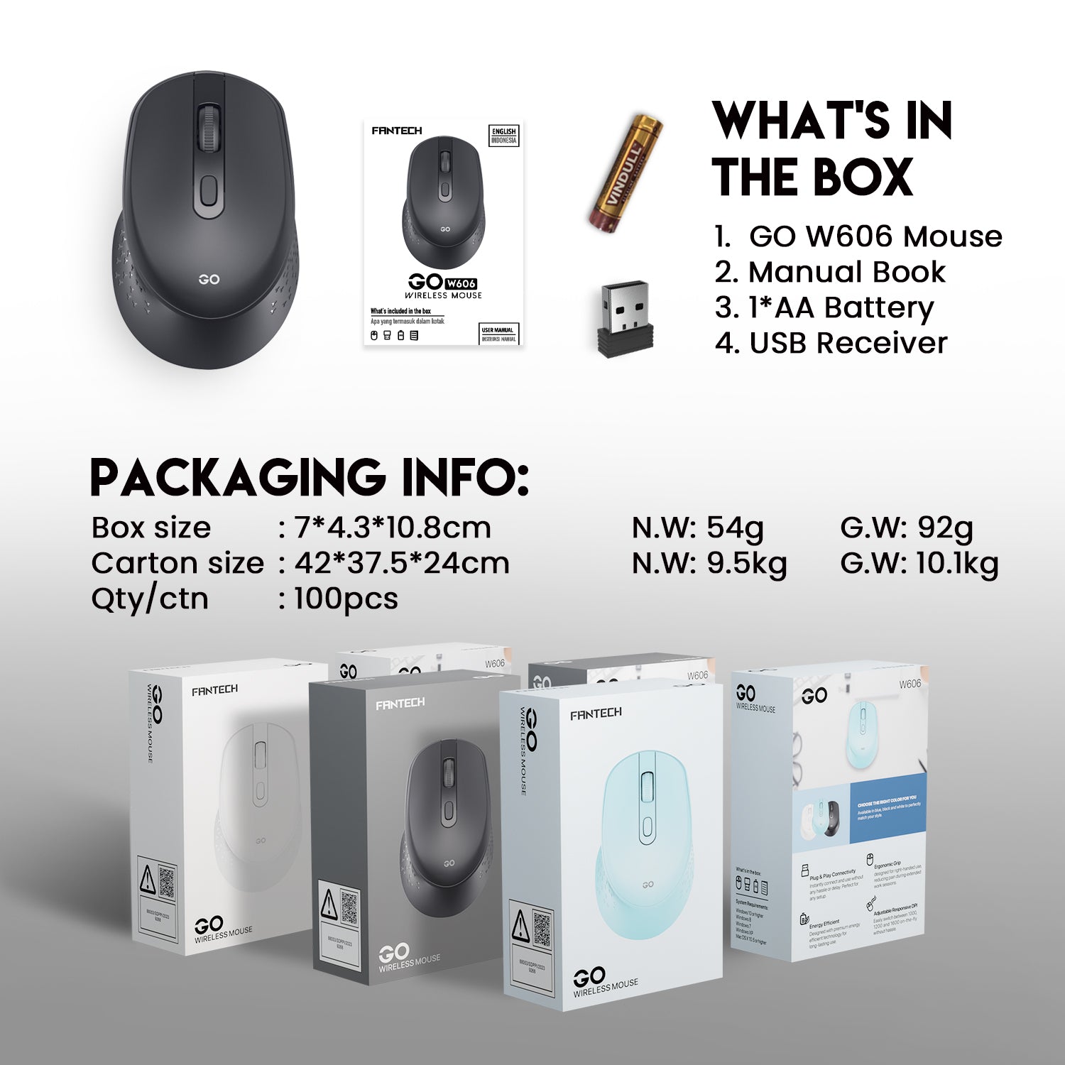 Fantech GO W606 Wireless Office Mouse Mouse